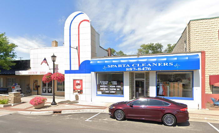 Sparta Theatre - 2019 Street View Now A Dry Cleaning Business (newer photo)